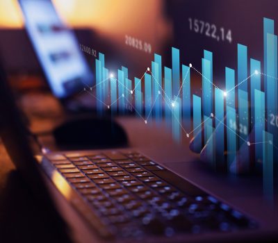 growth in business and finance, growing graphs and charts with statistics and digits